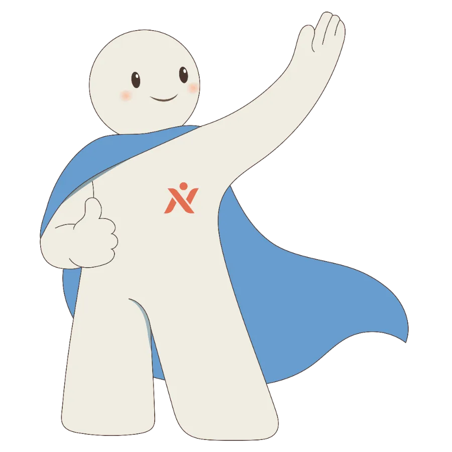 Nivam Recovery Hero, waving, with a thumbs up